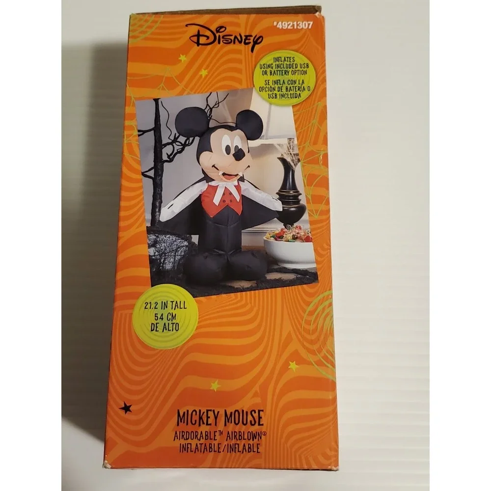 New Gemmy Halloween Disney Mickey Mouse Vampire 21'' Tall Air blown Inflatable